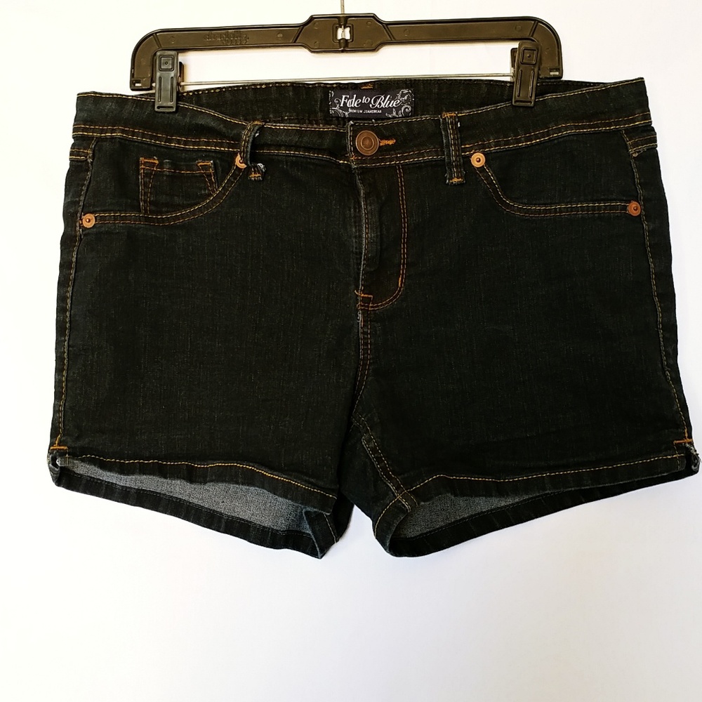 Fade to blue Womens Plus Short Shorts Size 16W Stretch Denim Dark Blue Color